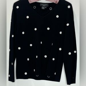 Colette Mordo Black Embroidered Polka Dot Sweater